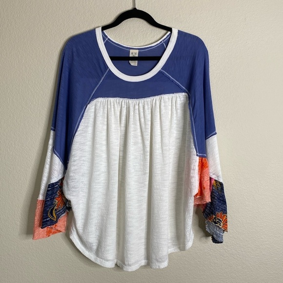 Free People Friday fever flowy sleeve top womens large runs big - Picture 2 of 7